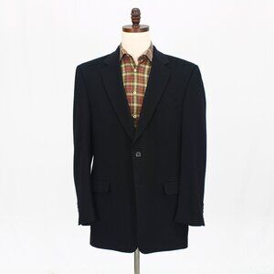 Jos. A. Bank 44L Black Blazer Sport Coat Jacket 2-Button Solid Y567